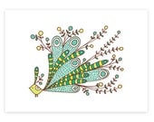 Mina  -limited edition gocco screen print -Exotic Bird Series