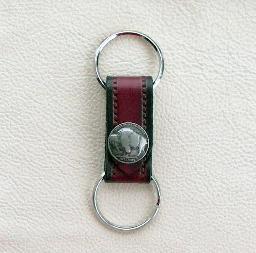 Leather Keyring with Buffalo Nickel