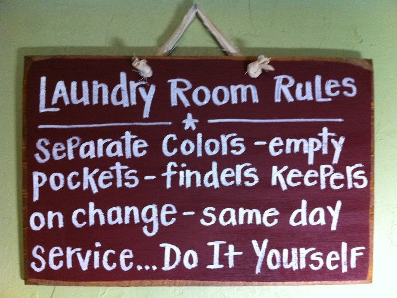 LAUNDRY room rules sign Funny wash day room decor rustic prim hand lettered