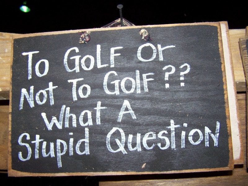 To GOLF or not to golf what a stupid question sign