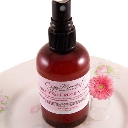 Pink Coconut Cream scented Refreshing Protein Hair Mist - with Aloe Vera, Vitamin E, Collagen and Sea Salt (4.5 oz)