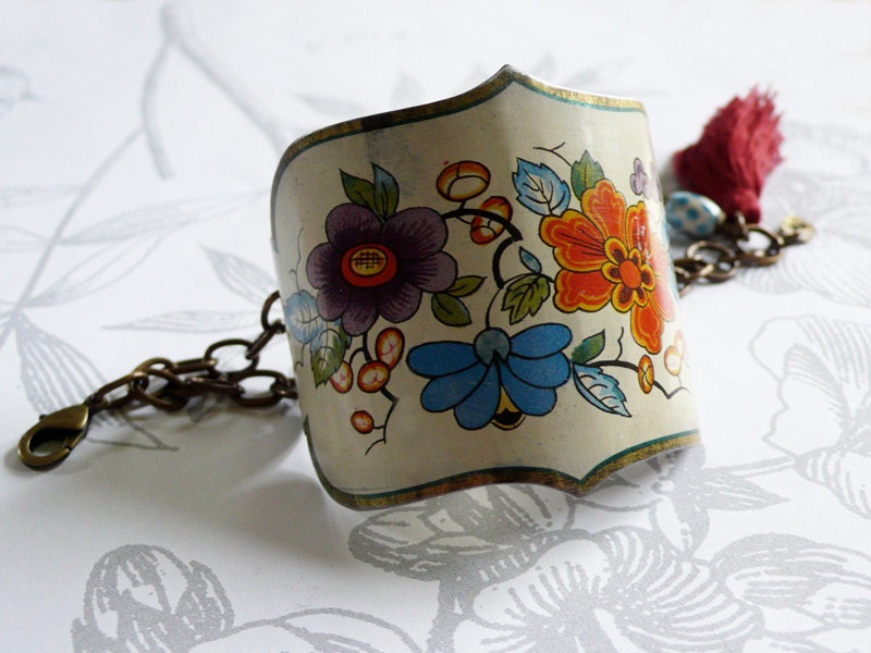 été - vintage tin and brass bracelet
