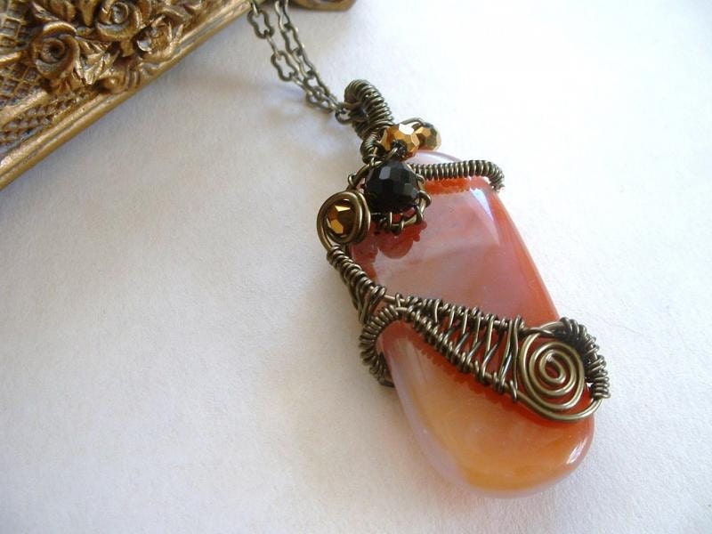 Carnelian Touchstone Whimsy Wrap Necklace
