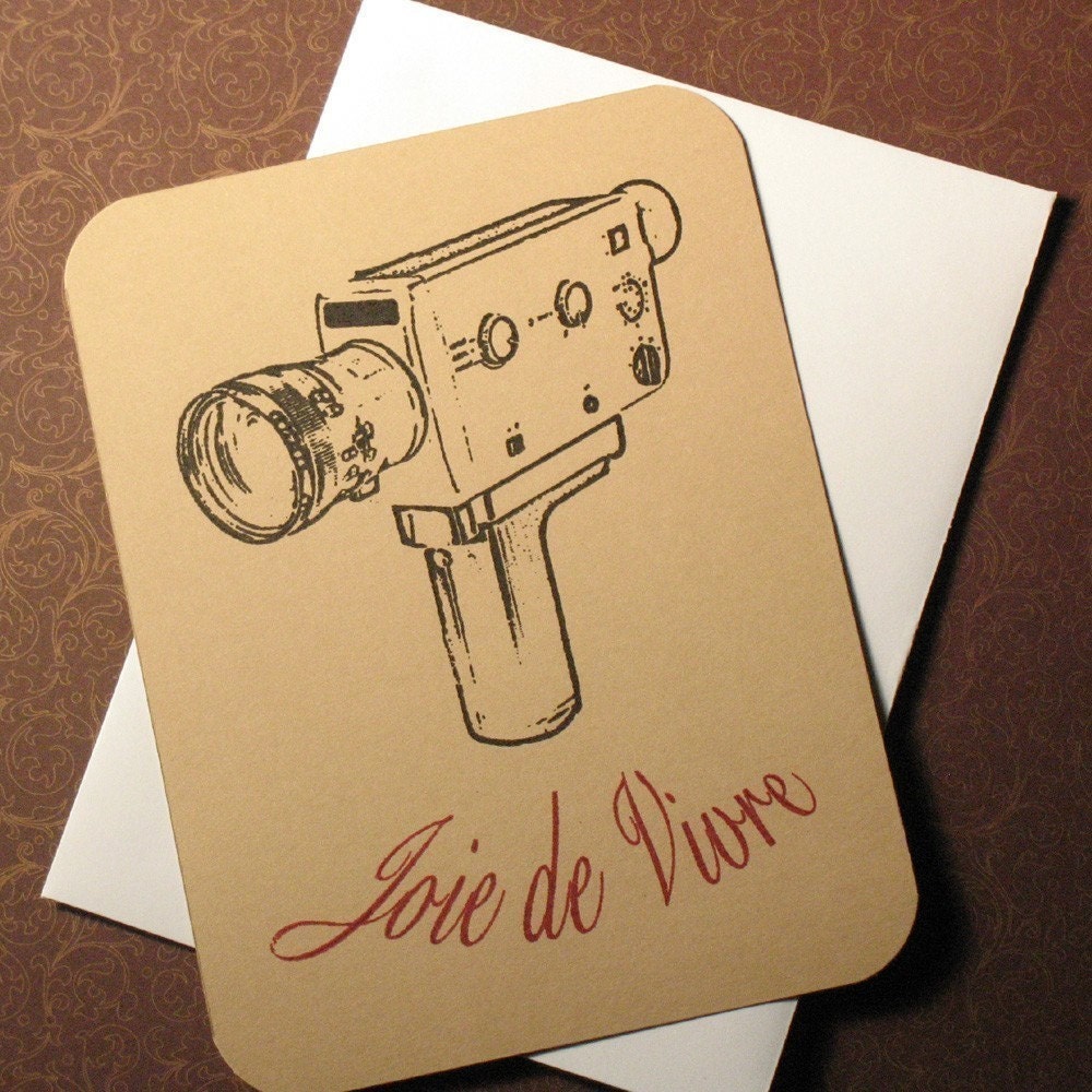 Joie de Vivre Camera - Gocco Screen-Printed Cinema Art Card