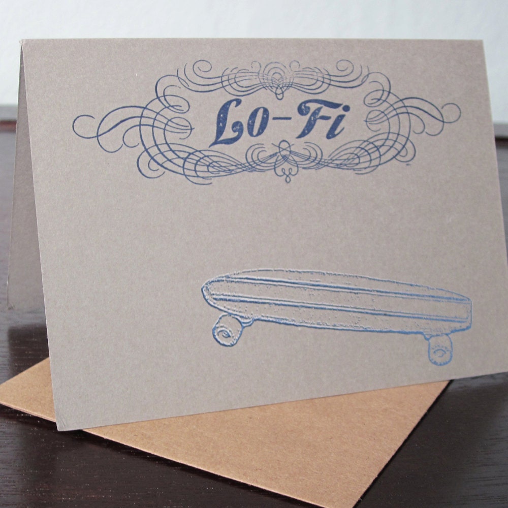 Sale - Lo Fi Skateboard Gocco Art Card