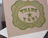 Belt Buckle Thank You - Gocco Screen-Printed Thank Art Card
