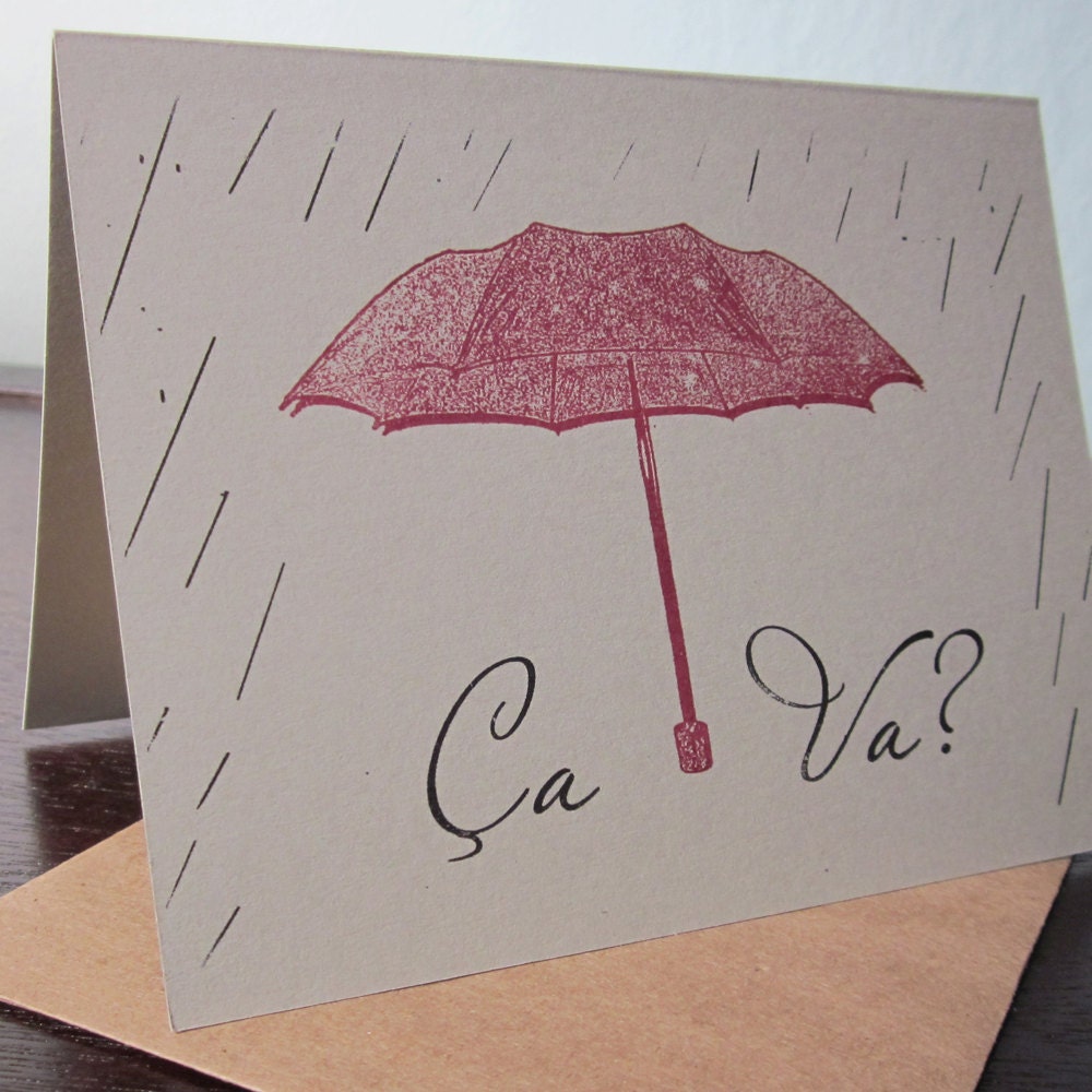 Ca Va - Gocco Screen-Printed Art Card