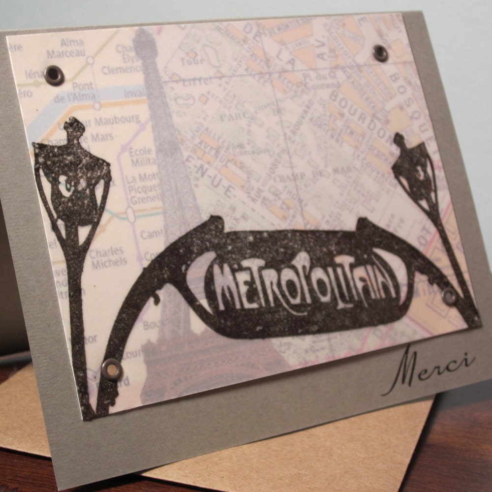 Merci - Paris Thank You Gocco Screen-Printed Vellum Card