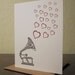 Record Player and Hearts - Letterpress Card