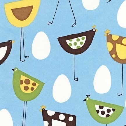 LAST YARD Robert Kaufman Metro Market Monaluna Bird Summer Blue Brown Egg Fabric 1 Yard-- More yardage available
