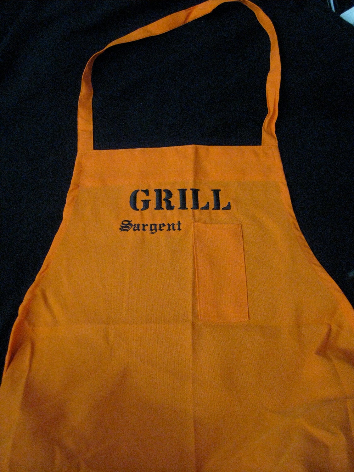 SALE GRILL "Sargent" Embroidered on Orange Apron for Home or Grill 32" John Singer Sargent Sergeant