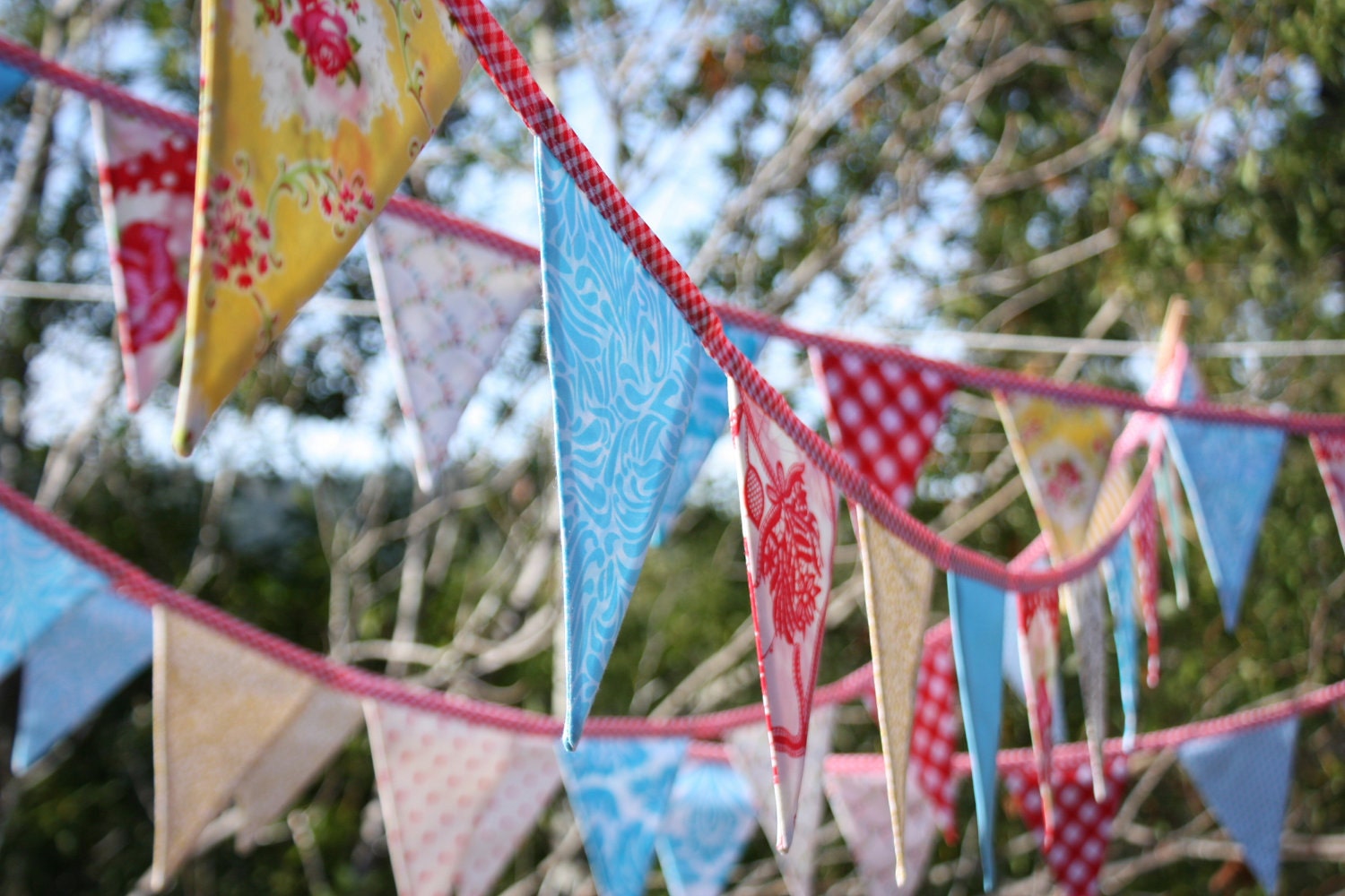 Carnival Bunting By The Yard. Wedding Decor, Photo Prop, Party Decoration, Pennant Flags. You Choose the Length.