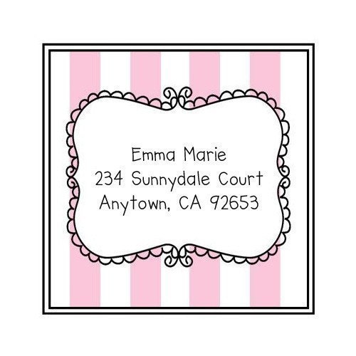 Stripped with Doodle Frame Square Personalized Stickers, Seals, Address Labels, Party Favors, Gift Tags, Baby Shower, Etsykids  - Set of 20