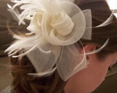 Feather Rose Bridal Hair Piece