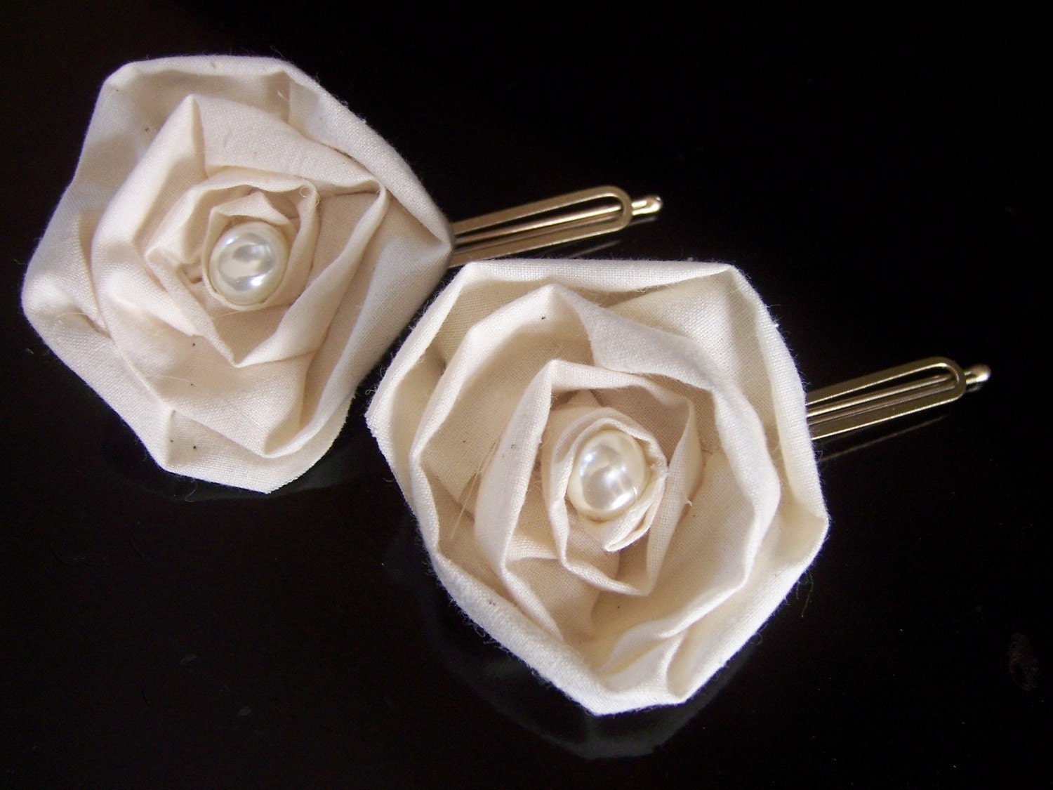 Linen Rosette Hair Pins