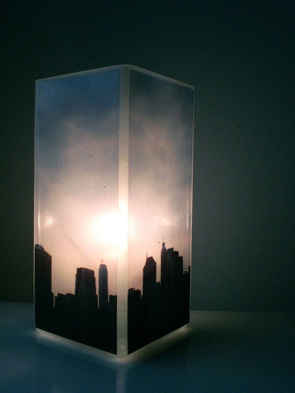 Glass Polaroid Photo Table Lamp - New York, I Love You - Unique Urban Housewarming Gift, Home Decor, Functional Illuminated Art