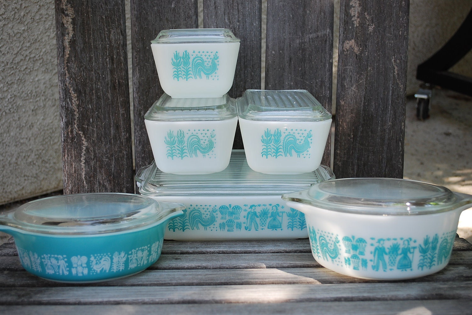 12 Piece Set of Vintage Butterprint Pyrex Refrigerator Dishes