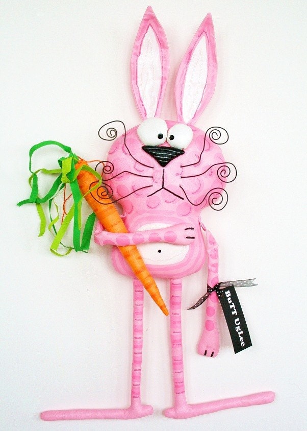 BunnY named Angora ... Easter Bunny ... Whimsical WaLL ArT ...  BuTT UgLee