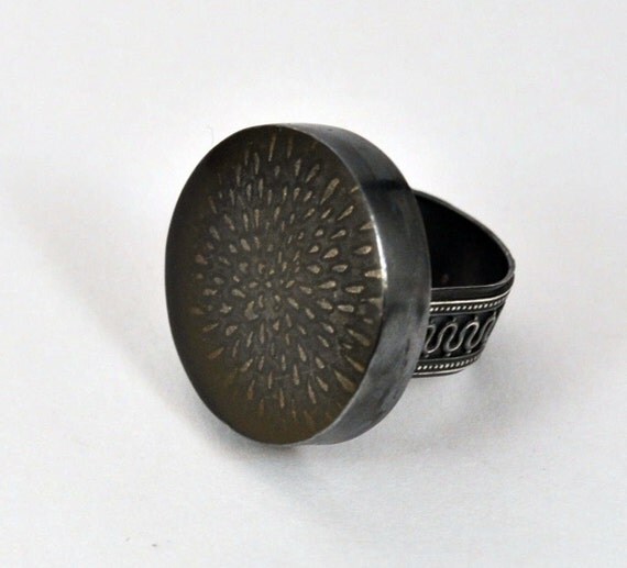 Fireworks Sterling Silver and Resin Ring