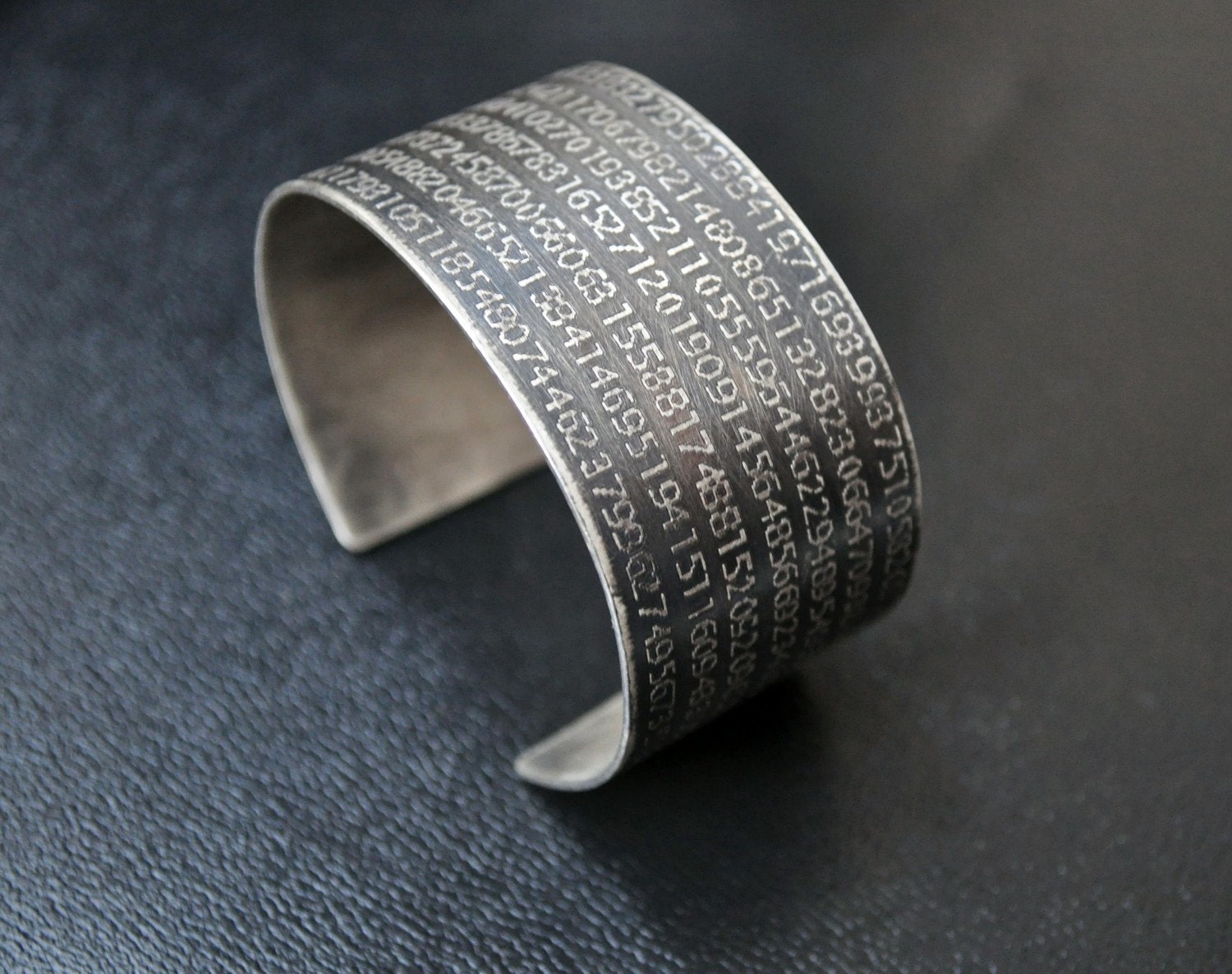 Pi Cuff bracelet etched in sterling silver