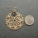 Gold Filigree Earrings, Faceted Pyrite Gold-Plated Pewter Filigree Earrings