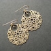 Gold Filigree Earrings, Faceted Pyrite Gold-Plated Pewter Filigree Earrings