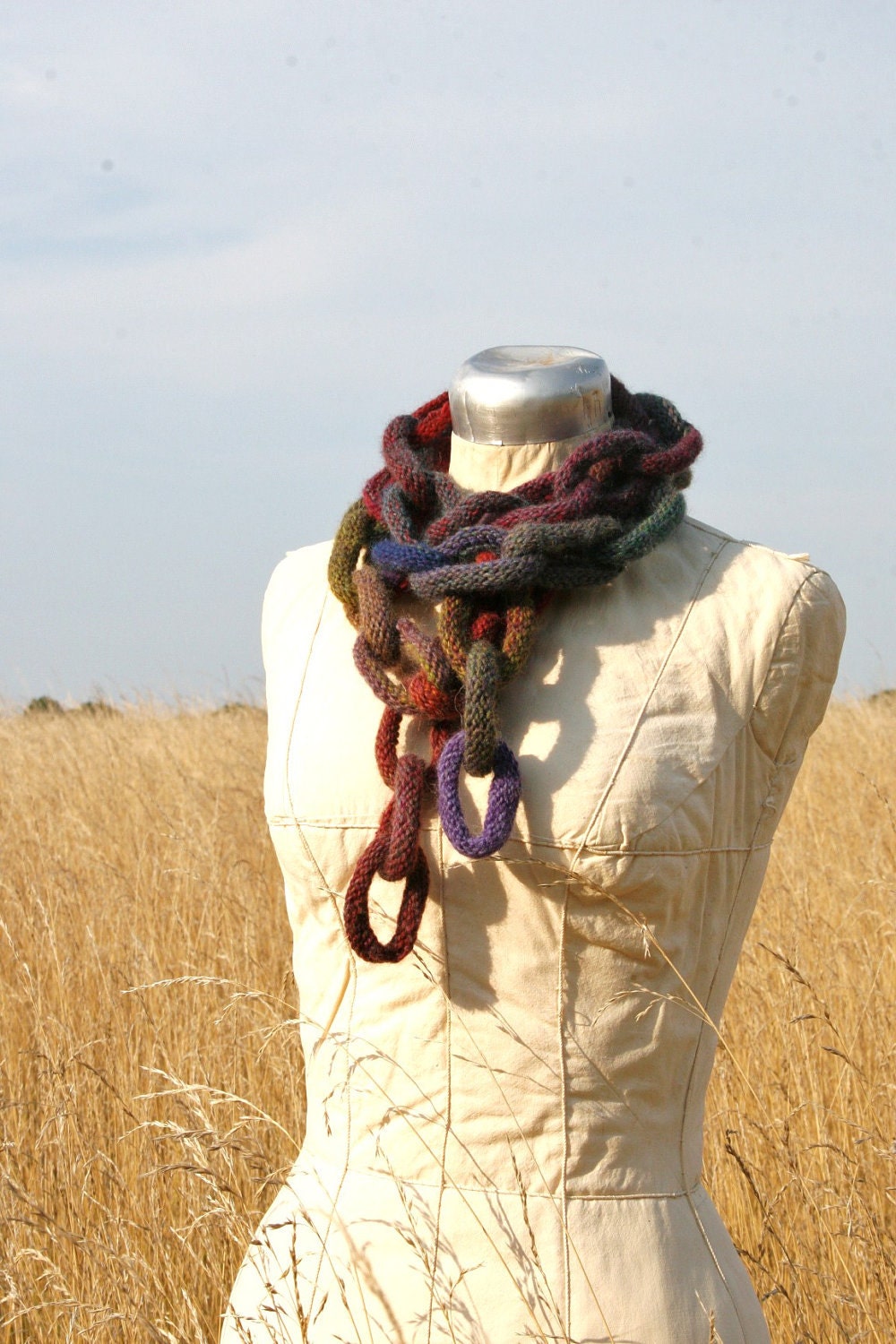 Prairie Chain Hand Knit Scarf...Long...Chain Link...Must Have Fall Accessory