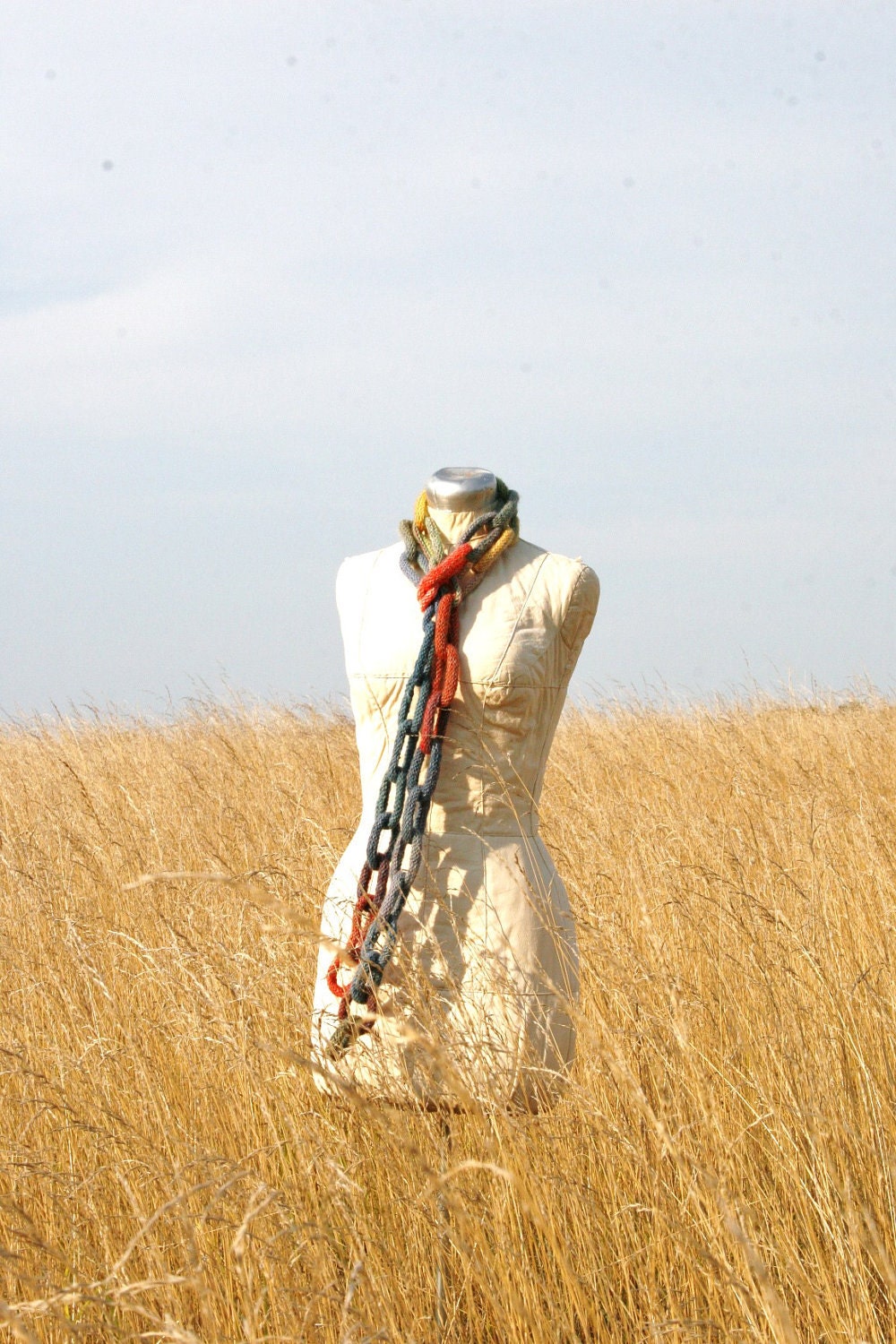 Prairie Chain Hand Knit Scarf...Long...Chain Link...Must Have Fall Accessory