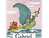 Owl and Pussycat Personalized Vintage Bookplates, Children's Library