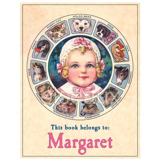 Baby Shower - Vintage Bookplates - Baby and Animals, Personalized