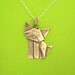 Silver Origami Cat Pendant - Large