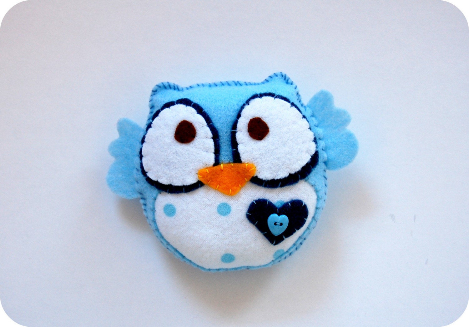 Owl in baby blue and polka dots