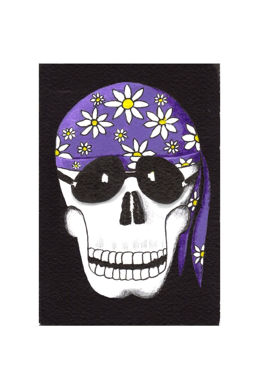 Biker Sugar Skull (4 x 6 Original)