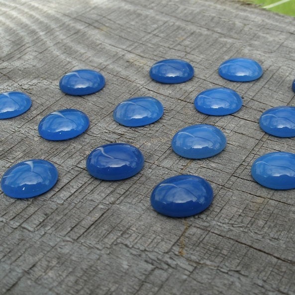 SALE Blue Onyx Semi Precious Cabochons Oval 10x12mm SIX CABS