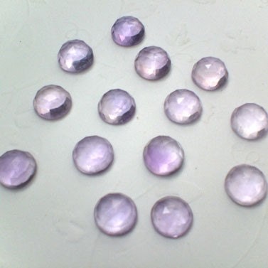 Semi Precious Cabochons Pink Amethyst Faceted Round 6mm FOR THREE
