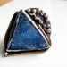 Cobalt blue druzy ring handmade mixed metal abstract ring size 7 and a half Art jewelry cocktail ring
