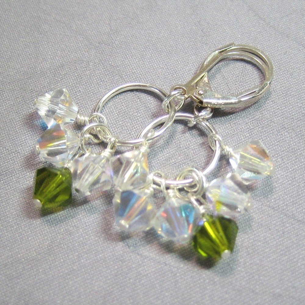 Jynnan Tonnyx - green clear Swarovski crystal Hitchhiker's Guide fandom earrings