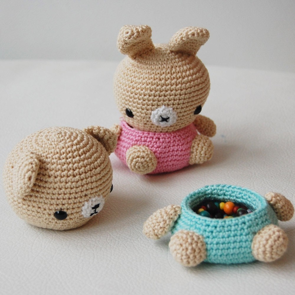 Amigurumi Crochet Pattern - Bear and Bunny Box