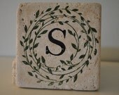 Monogram Natural Stone Coasters. Set of 4. Engagement, Wedding Gift. By Freckle on etsy