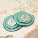 Ruffled Disk Verdigris Blue and Green Copper Enamel Earrings