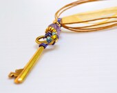 Key to My Heart . Golden Key Purple Pendant Necklace by BululuStudio on Etsy - Free shipping