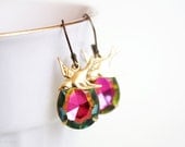 Rainbow - colorful tear drop earrings - gift for her under 20usd