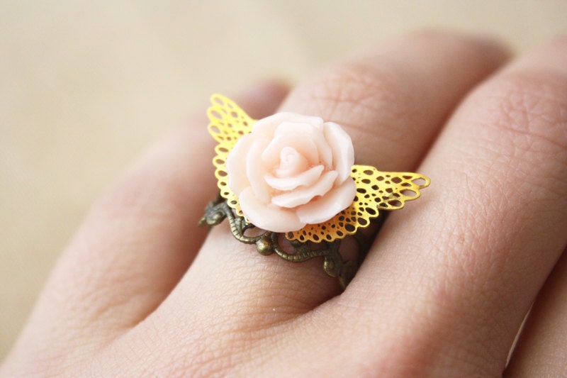 SALE - Rose Gold Ring - Romantic Shabby Chic
