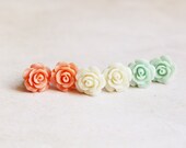 Rose Studs - Dainty Shabby Chic Earrings (1pair)