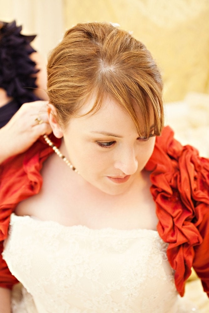 Camellia Silk Ruffle Floral Bridal Shrug - Custom Made to Order Wedding Dress Accessory