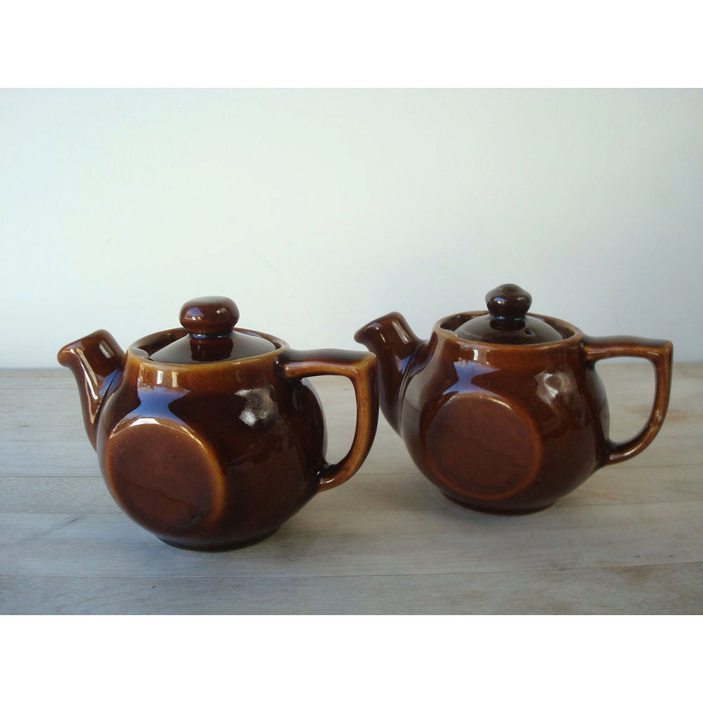 Vintage Deep Brown Teapots - Made in USA -