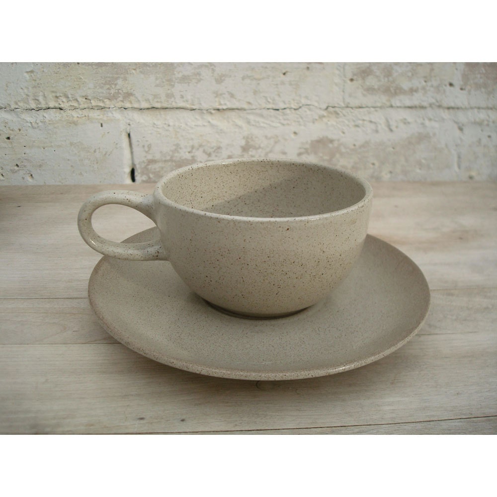 Mid Century Heath Pottery Cup and Saucer - Set of 5 - Coupe Line