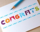 Congratulations Card - Graduation Card - Congrats Modern Geoletric Greeting Card by Oh Geez Design