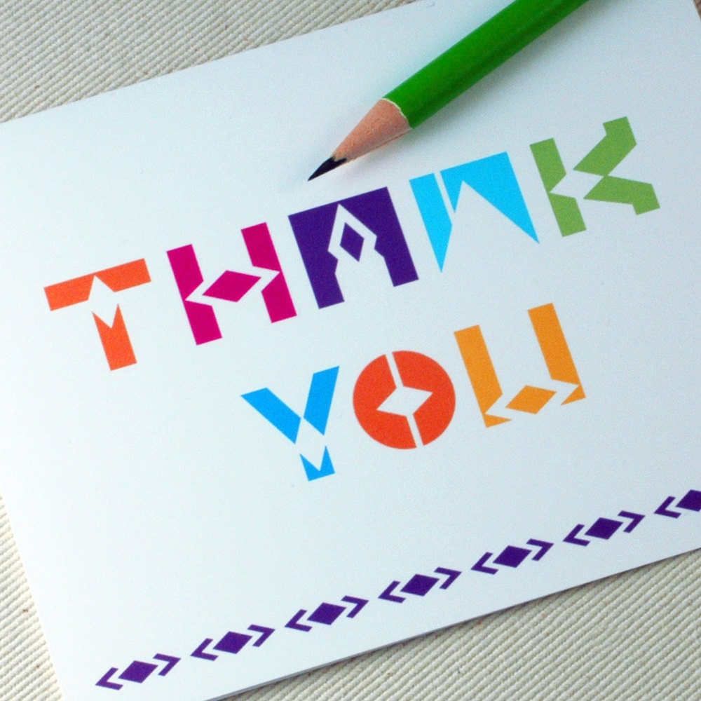 Thank You Card - Neon Thank You Note Card  Oh Geez Design