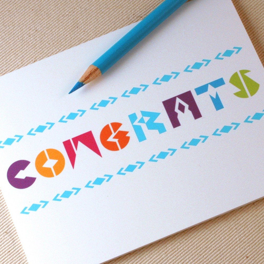 Congratulations Card - Graduation Card - Congrats Modern Geoletric Greeting Card by Oh Geez Design